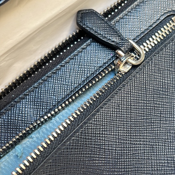Prada Navy Blue Saffiano Leather Zip Wallet - Picture 10 of 11
